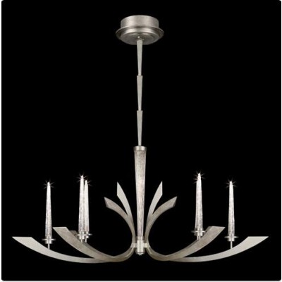 Silver Six-Light Chandelier in Silver Leaf Finish