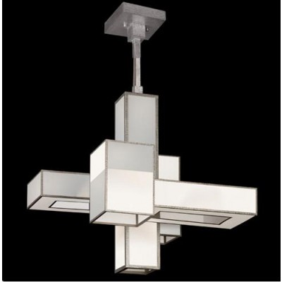 Silver Five-Light Chandelier in Warm Muted Silver Leaf Finish