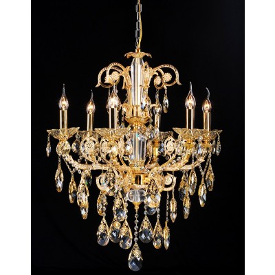 Gold plated 6 light traditional crystal Chandelier