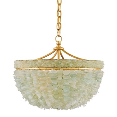 Contemporary Gold Leaf Three-Light Pendant