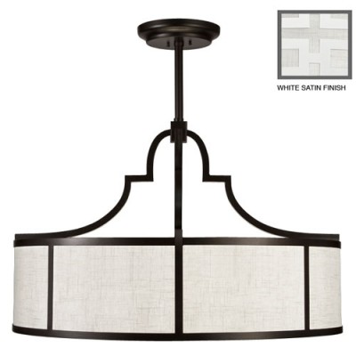 Black and White Story Eight-Light Pendant in Studio White Satin Lacquer Finish