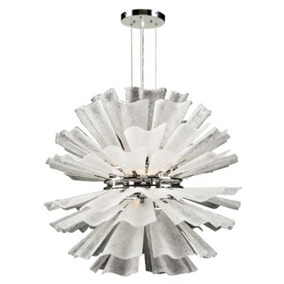 Enigma Eight-Light Polished Chrome Pendant with Textured Frost Glass -Halogen
