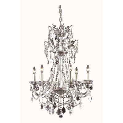  Pewter Six-Light Chandelier with Swarovski Elements Crystal