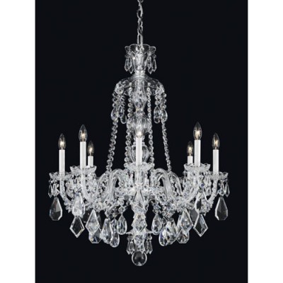 Hamilton Silver Eight-Light Clear Heritage Handcut Crystal Chandelier, 28W x 35H x 28D