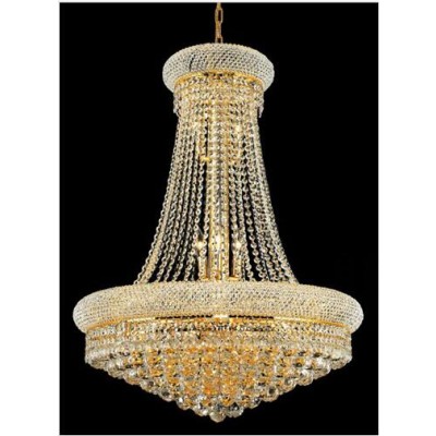 Gold Fourteen-Light 28-Inch Chandelier with Royal Cut Clear Crystal