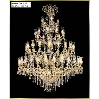 70 Lights Traditional crystal chandelier dressed with clear crystal