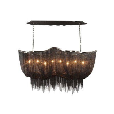  Black Chrome Eight-Light Chandelier