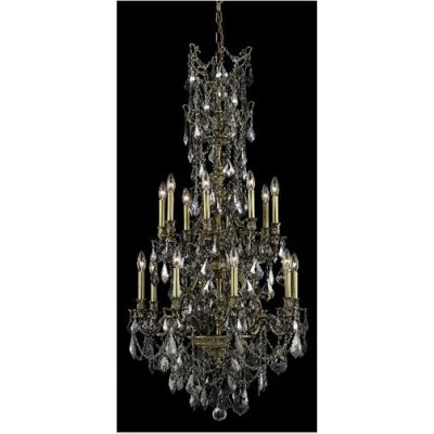 Bronze Sixteen-Light Chandelier with Silver Shade/Grey Royal Cut Crystals