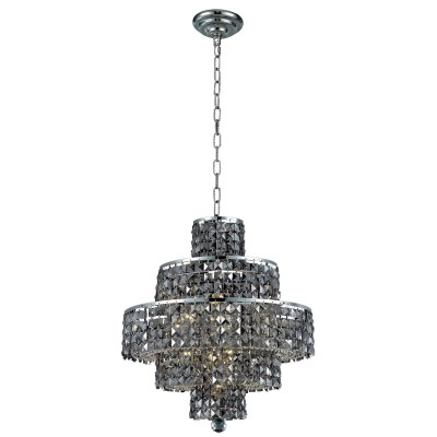 Maxim Chrome Thirteen-Light 20-Inch Five-Tier Chandelier with Royal Cut Silver Grey Crystal