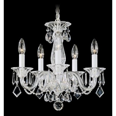 Silver Five-Light Clear Heritage Handcut Crystal Chandelier, 15W x 14H x 15D