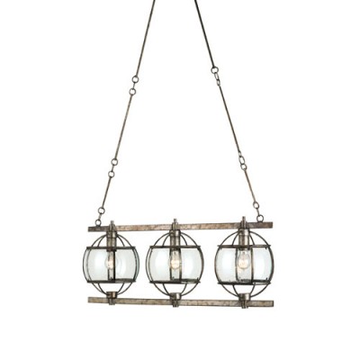 Broxton Rectangular Dirty Silver Three-Light Pendant