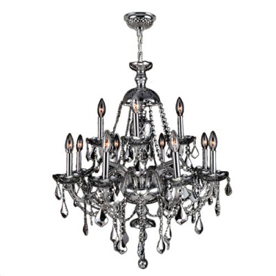 Polished Chrome Twelve-Light Chandelier