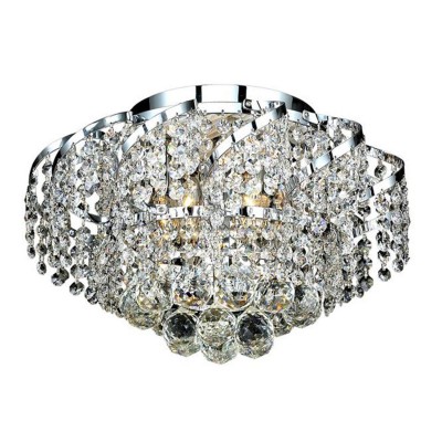 Chrome Six-Light 16-Inch Flush Mount with Royal Cut Clear Crystal