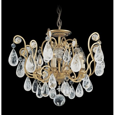  Gold Six-Light Clear Rock Chandelier, 21W x 15.5H x 21D