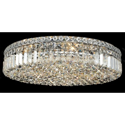 9 light contemporary flush mount ceiling light dressed with 25% full lead crystal balls