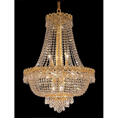 Gold Twelve-Light 20-Inch Chandelier with Royal Cut Clear Crystal