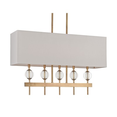 Antique Brass Five-Light Linear Pendant