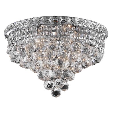Chrome Six-Light 16-Inch Flush Mount with Royal Cut Clear Crystal