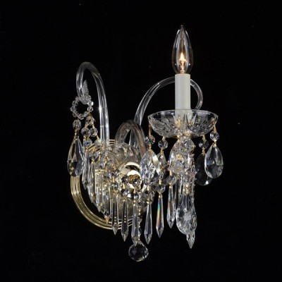 1 light crystal wall sconce in gold plated finish