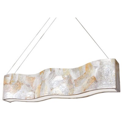  Eight-Light Waive Linear Pendant with Reclaimed Kabebe Shell