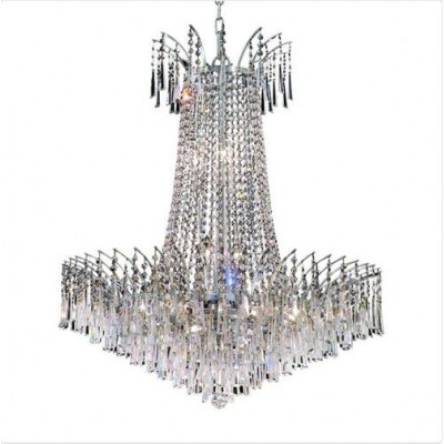 Chrome Sixteen-Light Chandelier with Clear Royal Cut Crystals