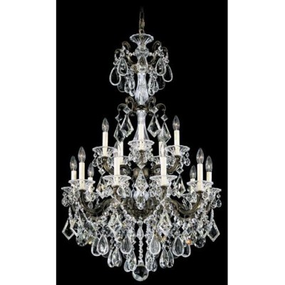 Bronze Umber 15-Light Clear Heritage Handcut Crystal Chandelier, 28W x 45H x 28D