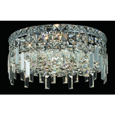 4 light contemporary flush mount ceiling light dressed with 25% full lead crystal balls