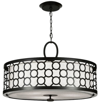 Black and White Story Three-Light Pendant in Black Satin Lacquer Finish