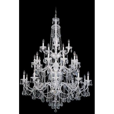 Silver 25-Light Clear Heritage Handcut Crystal Chandelier, 45W x 61H x 45D
