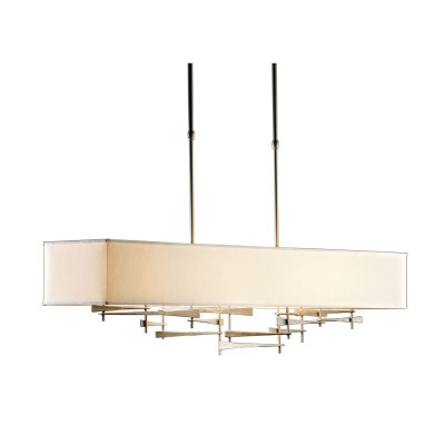 Burnished Steel 42-Inch Four-Light Pendant with Flax Shade