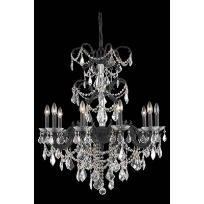 Dark Bronze 10-Light Chandelier with Royal Cut Crystal