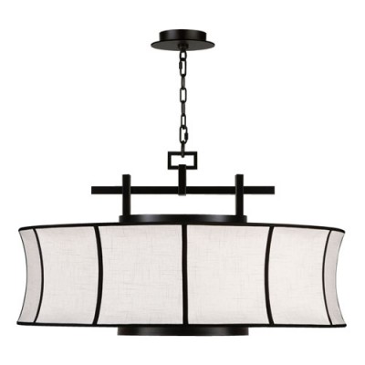 Black and White Story Three-Light Pendant in Black Satin Lacquer Finish