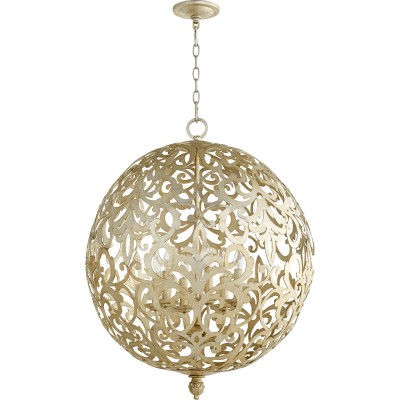 Aged Silver Leaf 24-Inch Six-Light Globe Pendant