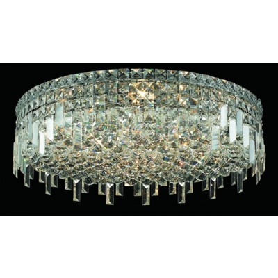 9 light contemporary flush mount ceiling light dressed with 25% full lead crystal balls