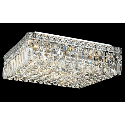 6 light contemporary flush mount ceiling light dressed with 25% full lead crystal balls
