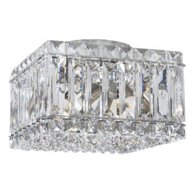 Schonbek Quantum Stainless Steel Four-Light Crystal Swarovski Elements Flush Mount Light, 8W x 6H x 8D