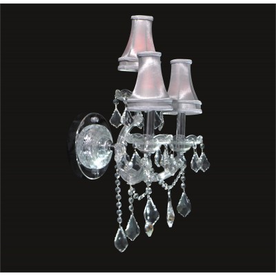 3 lights crystal wall sconce in Chrome with clear crystal and lamp shades