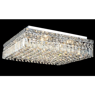 12 light contemporary flush mount ceiling light dressed with 25% full lead crystal balls