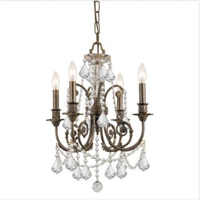 Bronze Wood Crystal Mini Chandelier