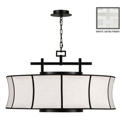 Black and White Story Three-Light Pendant in Studio White Satin Lacquer Finish