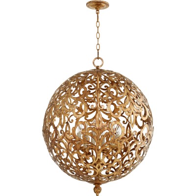 Vintage Gold Leaf 24-Inch Six-Light Globe Pendant