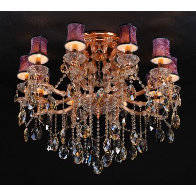 10 Light traditional crystal flush mount in cognac color