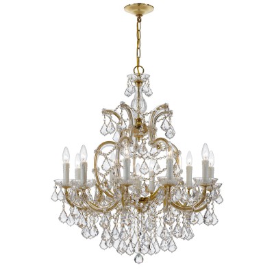 Maria Theresa Gold 34-Inch 11-Light Chandelier Clear Crystal
