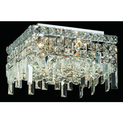 5 light contemporary flush mount ceiling light dressed with 25% full lead crystal balls