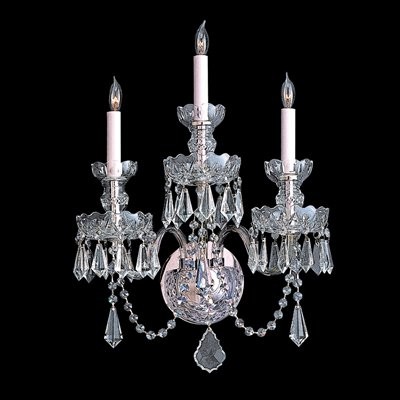  3 Light Traditional Crystal Wall Sconce, Chrome