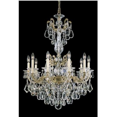 Bronze 10-Light Clear Heritage Handcut Crystal Chandelier, 28W x 38H x 28D