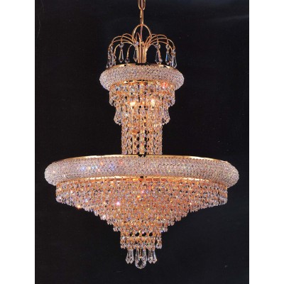 12 lights crystal chandelier in gold plated finish
