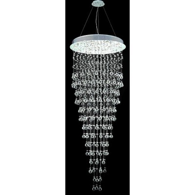 16 light Contemporary Crystal Chandelier with polished chrome base
