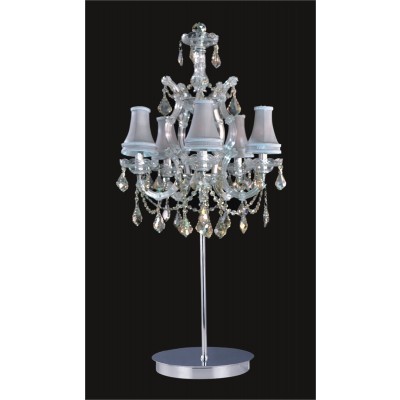 5 lights table lamp in Chrome with clear crystal and lamp shades---