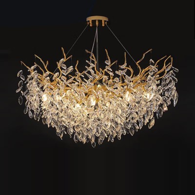 31 inch Round Crystal Branch Chandelier